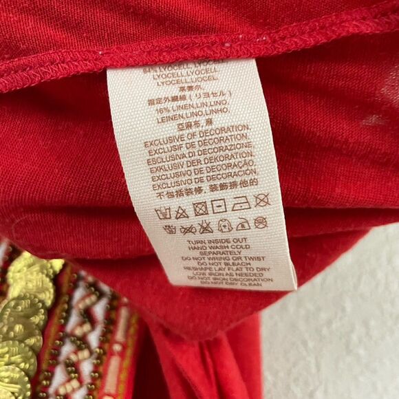 We the Free Womens XS Red Ibiza Tank Embellished Metal Coin Beads - Picture 9 of 9